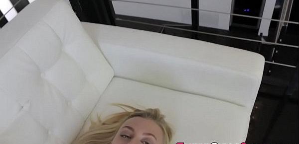  Blonde teen pov tugging and throating